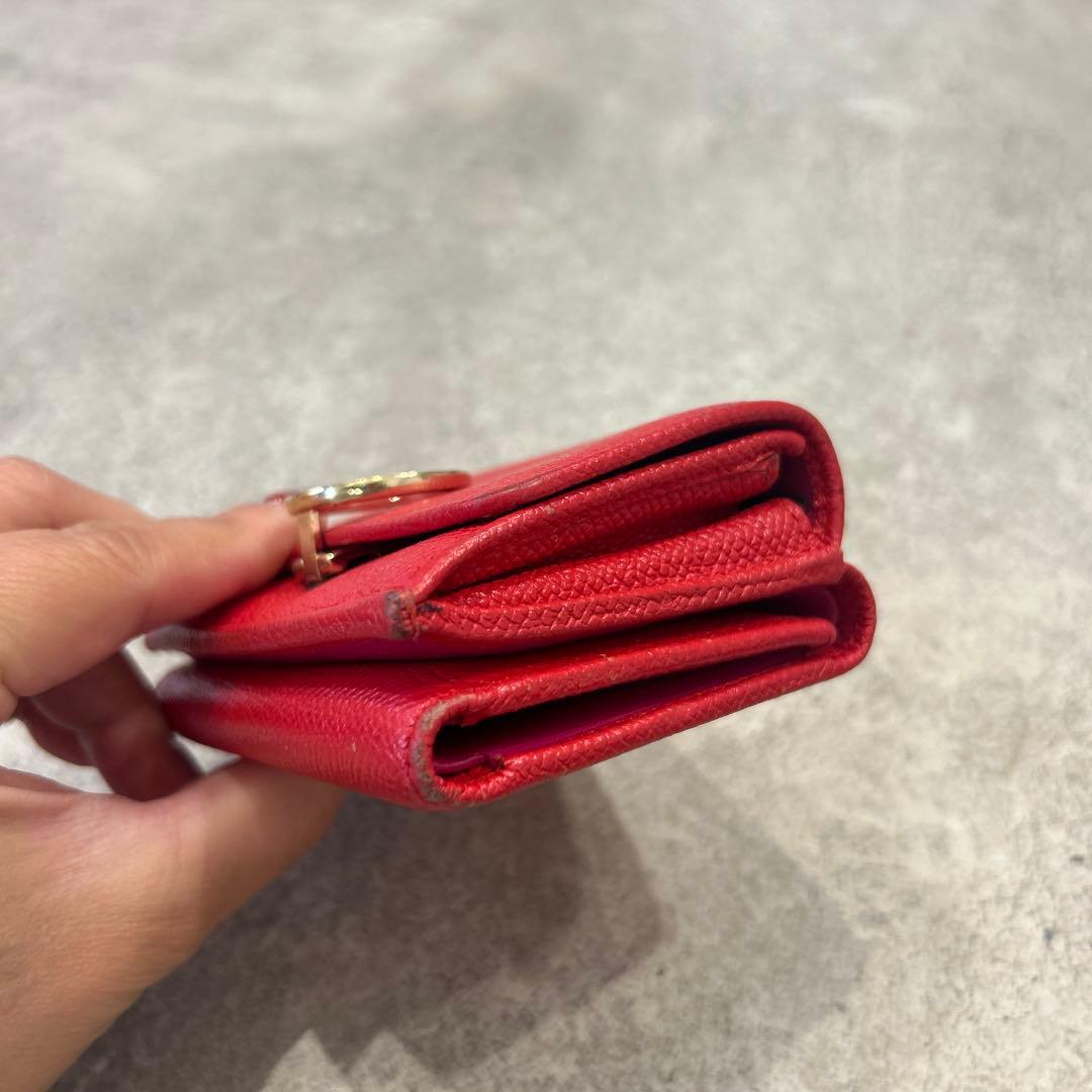 【sk/12.20/10】BVLGARI レッド 三つ折り財布