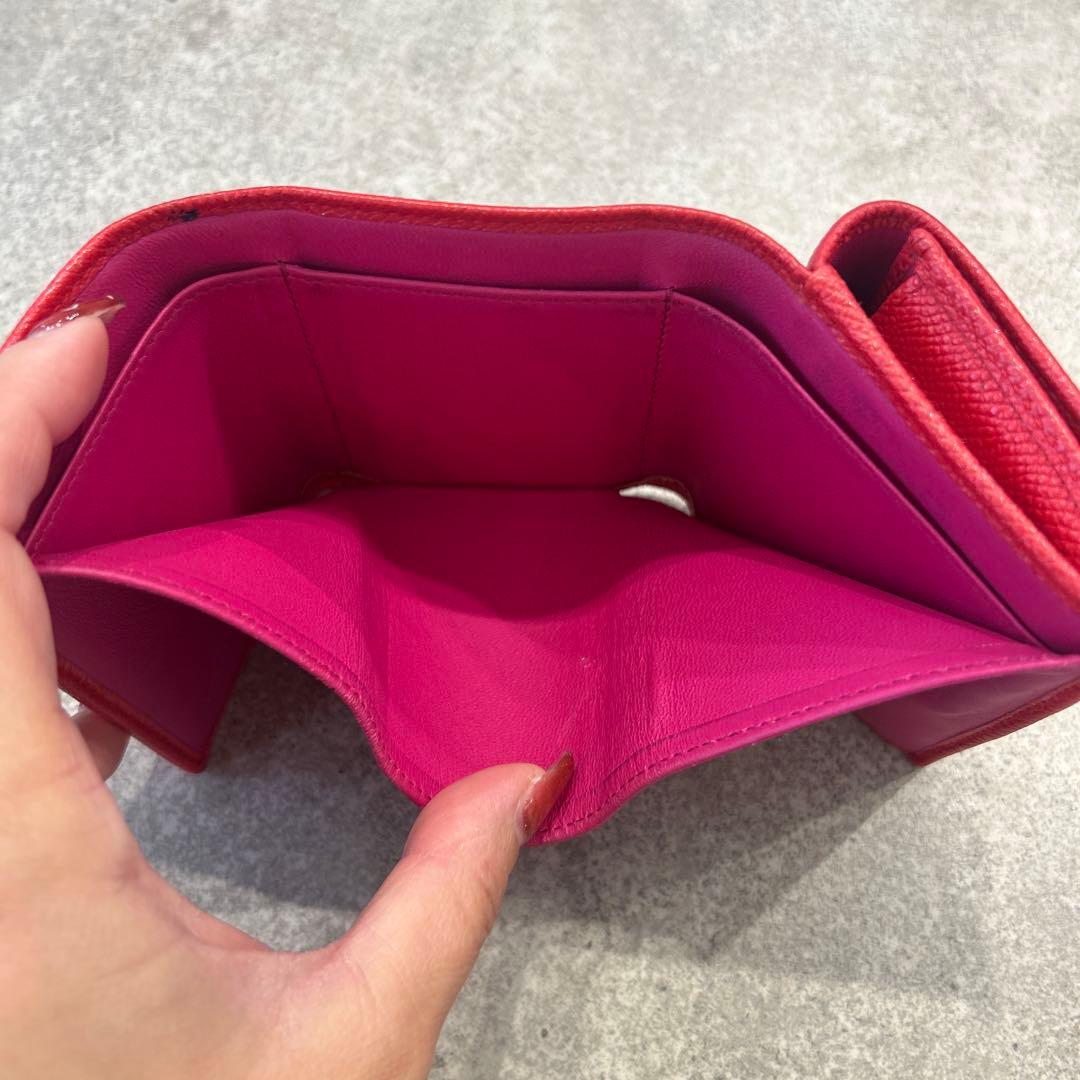 【sk/12.20/10】BVLGARI レッド 三つ折り財布