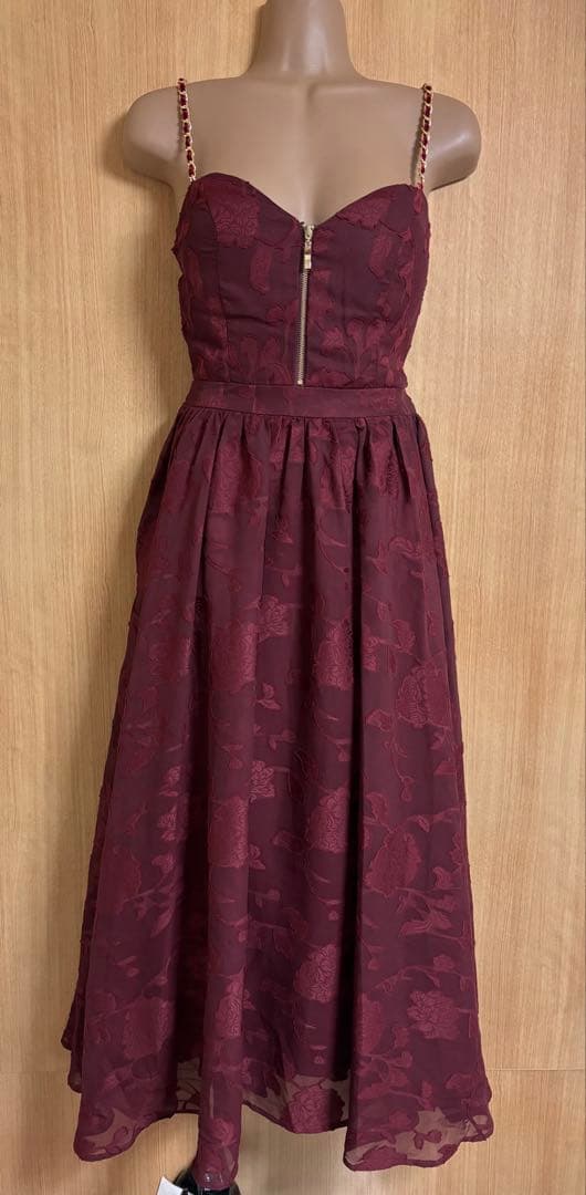 花柄レースシフォンキャミロングドレスwrdM