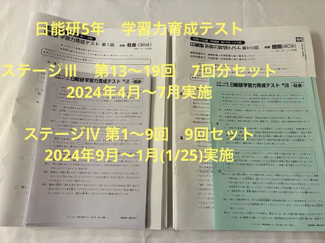 2024年5年　前期 後期フルセット 育成テスト4科 日能研