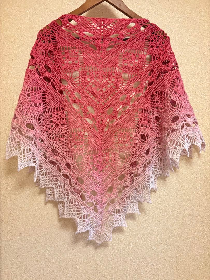 三角・バレエショール　海外輸入糸　綿100% 洗濯可　年中使用可　175×75