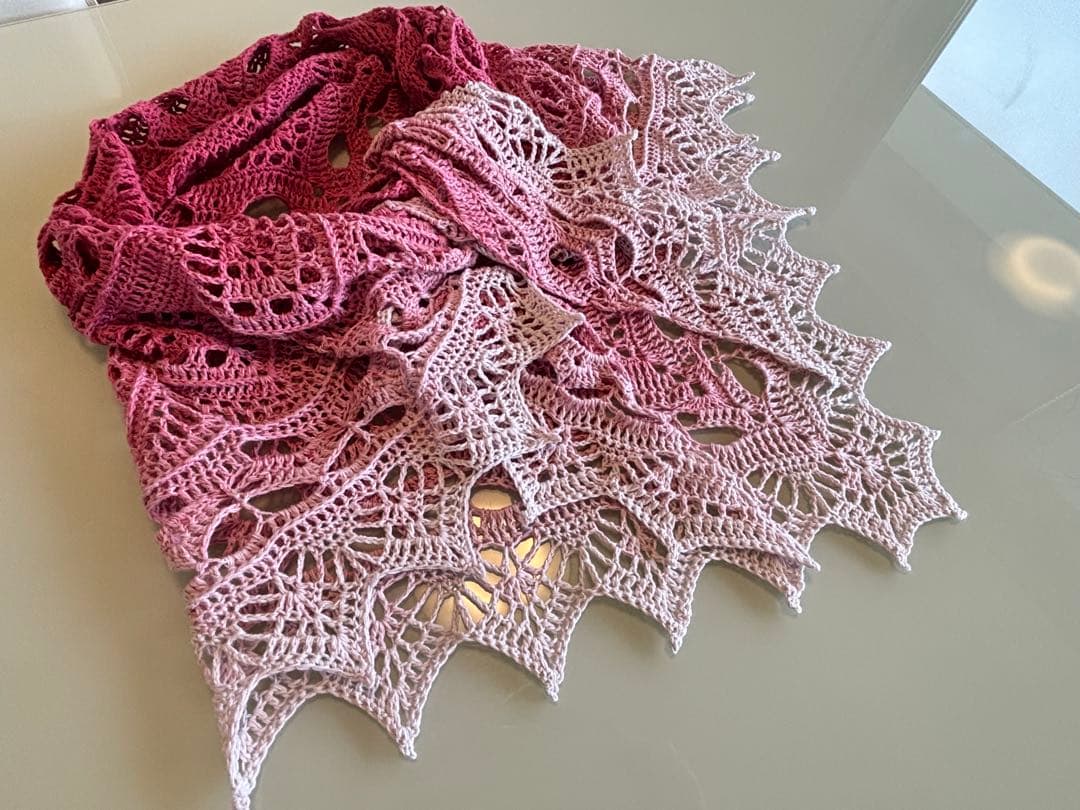 三角・バレエショール　海外輸入糸　綿100% 洗濯可　年中使用可　175×75