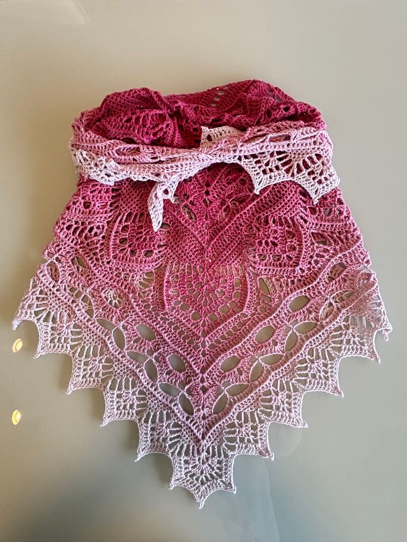 三角・バレエショール　海外輸入糸　綿100% 洗濯可　年中使用可　175×75