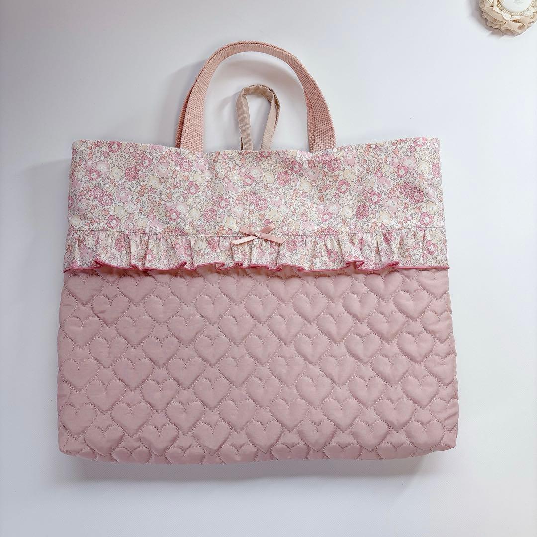 mamama様　レッスンバッグ　上履き袋　体操着袋　ヌビ　ハート　キルト