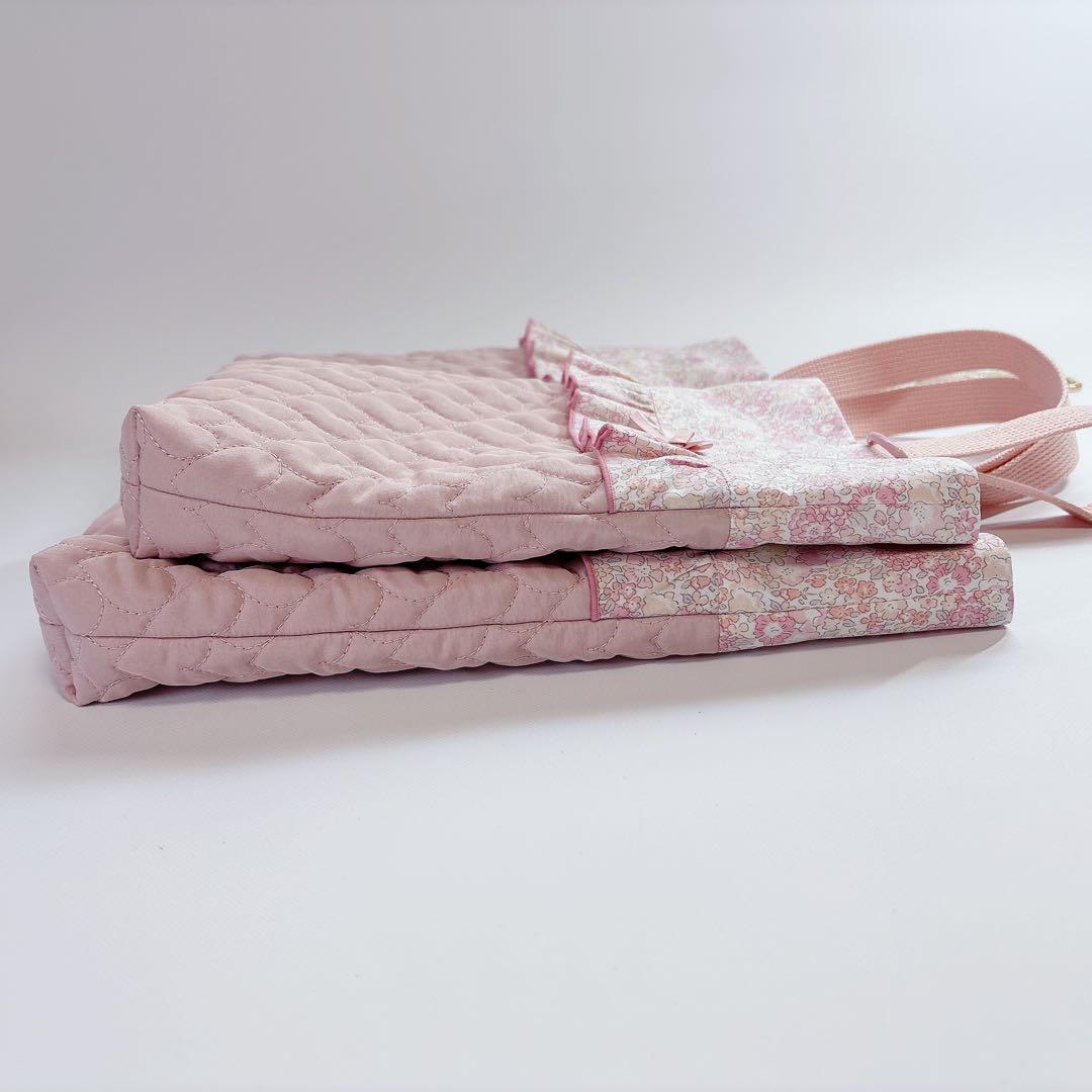 mamama様　レッスンバッグ　上履き袋　体操着袋　ヌビ　ハート　キルト