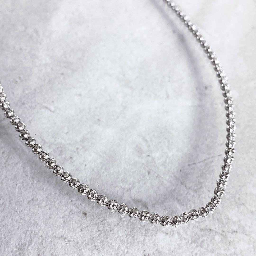 ダイヤモンド 1.00ct SV925 ネックレス テニスネックレス
