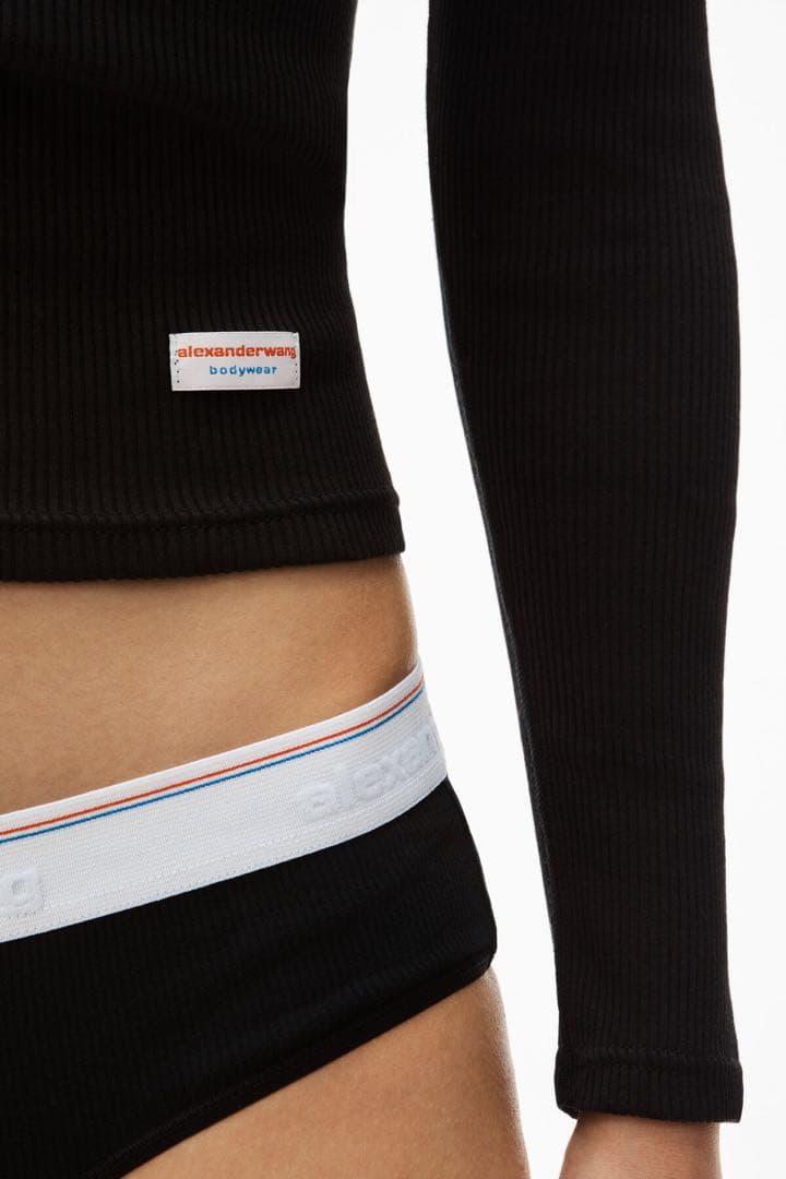 黒　ブラック　未使用　アレキサンダーワン　リブコットン ロングスリーブtシャツ