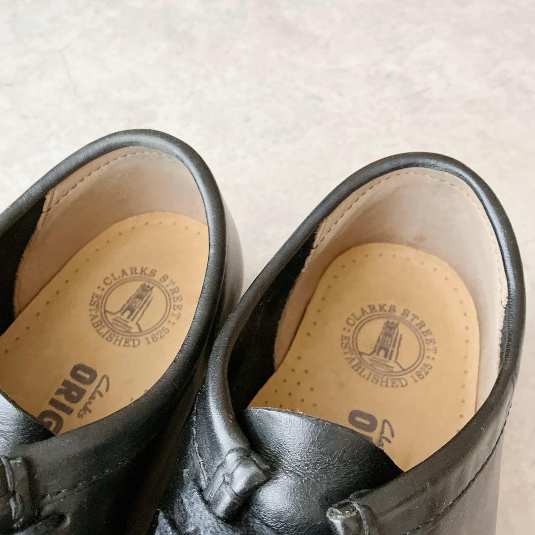 Clarks Originals ワラビー ブラックレザー モカシン 10G