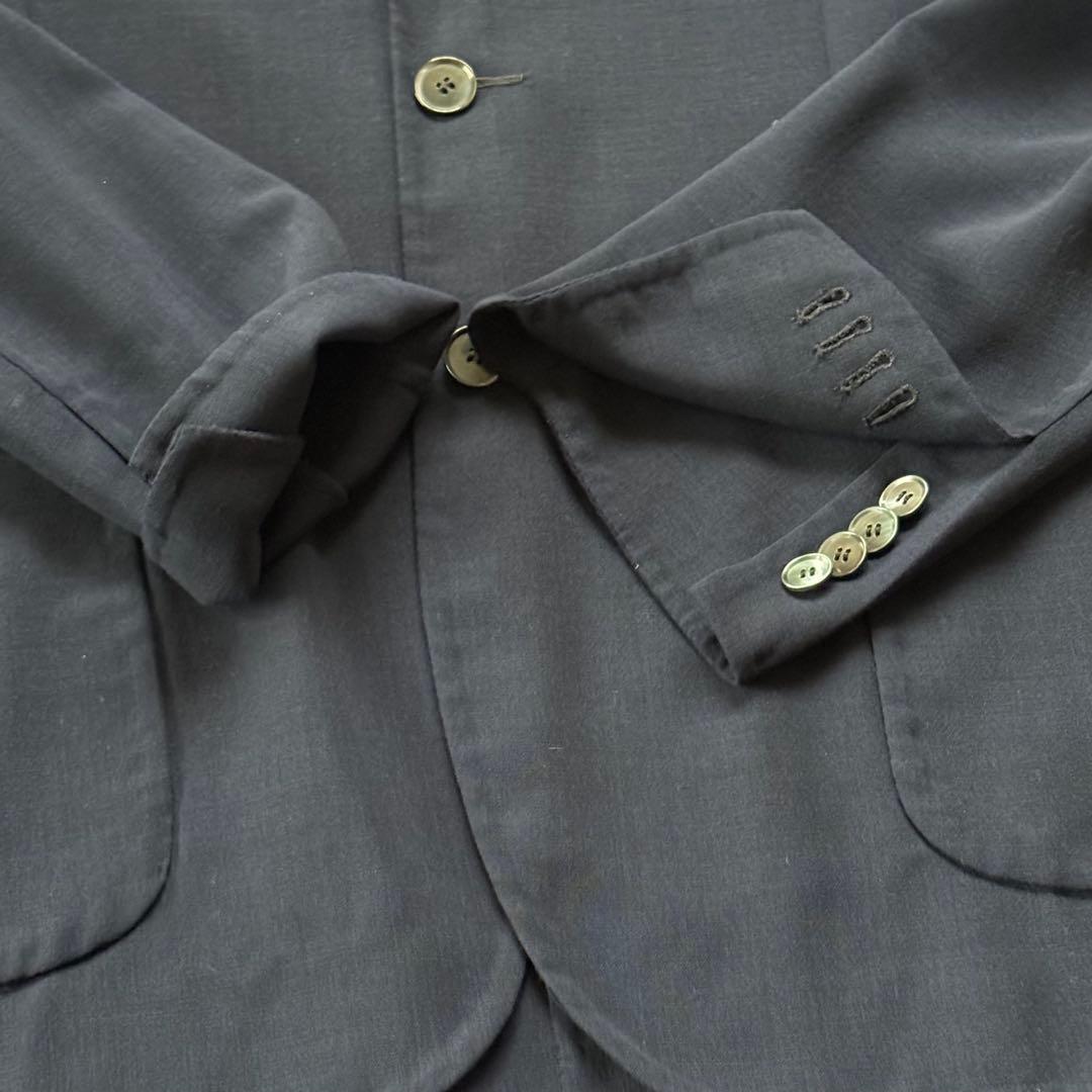 美品 テーラードジャケット 紺 シェルボタン サルトリオ イタリア製 50