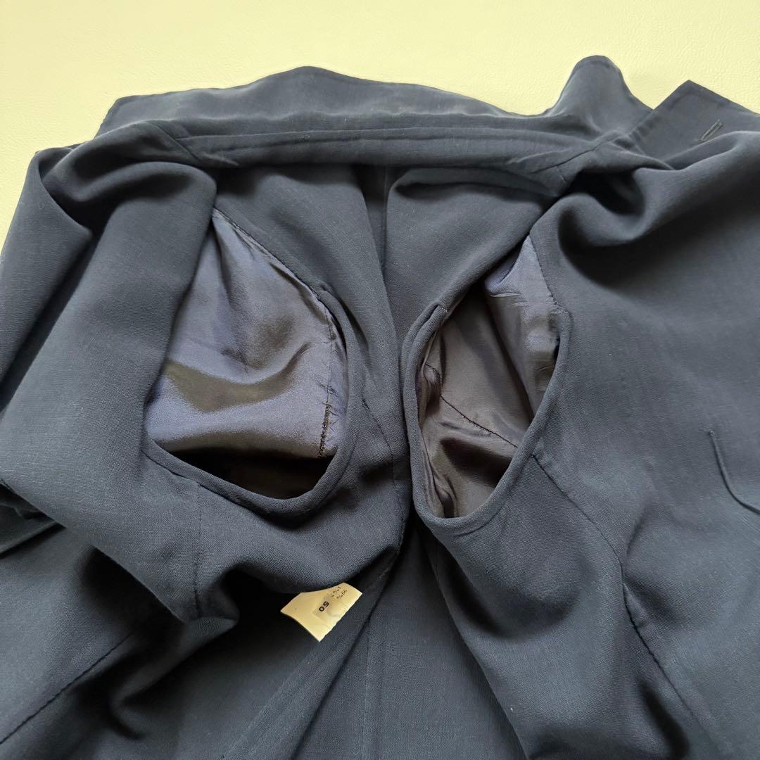 美品 テーラードジャケット 紺 シェルボタン サルトリオ イタリア製 50