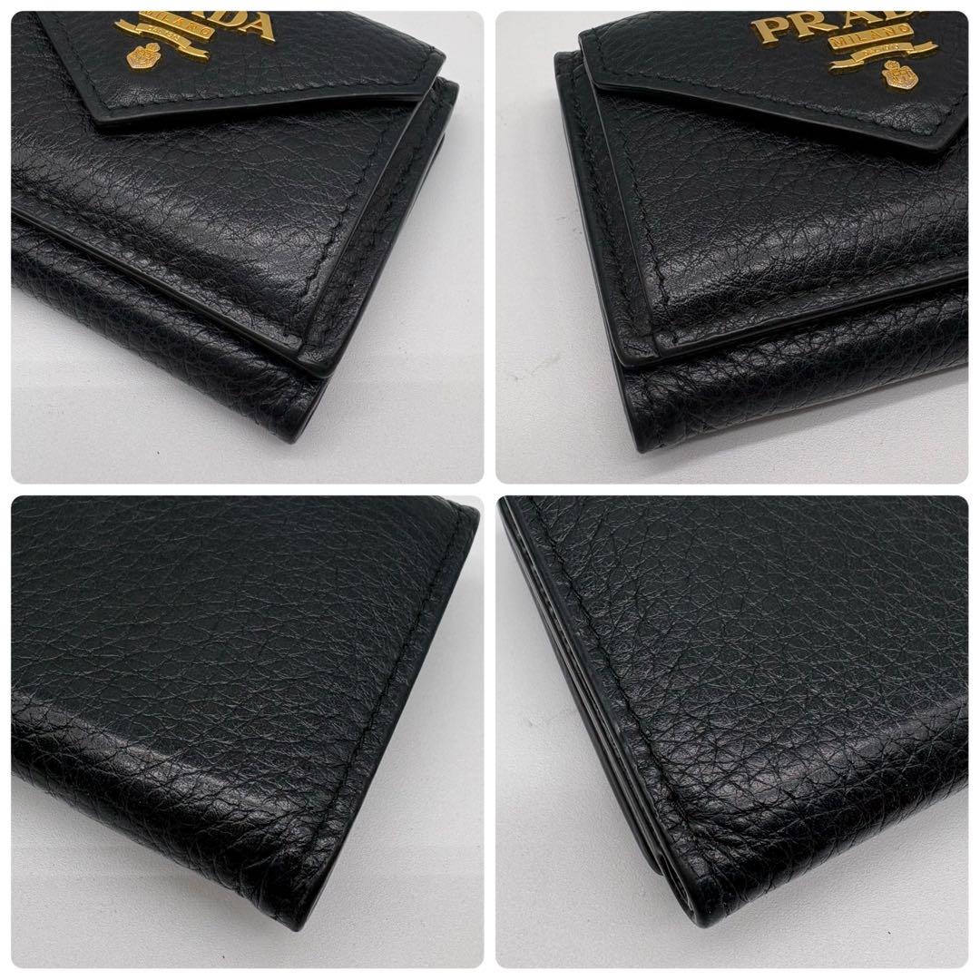 【a.m 様】PRADA プラダ 三つ折り財布 コンパクトウォレット ブラック