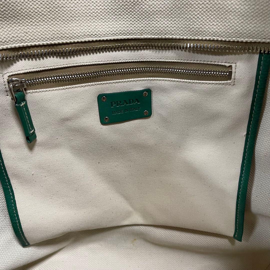 【美品】PRADA キャンバス オーストリッチ トートバッグ　汽車