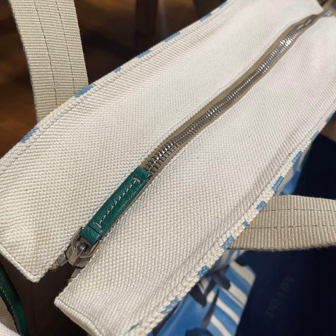 【美品】PRADA キャンバス オーストリッチ トートバッグ　汽車