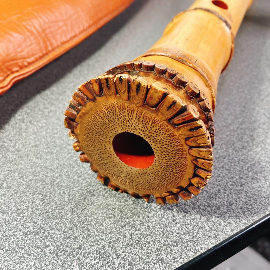 都山流 篁山作 尺八 精華銘 銀三線 銀唄口 55cm