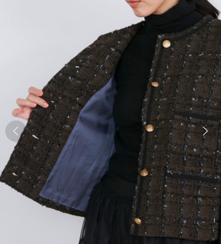 大きいサイズ17号　日本製INEDイネドノーカラーチェックジャケット