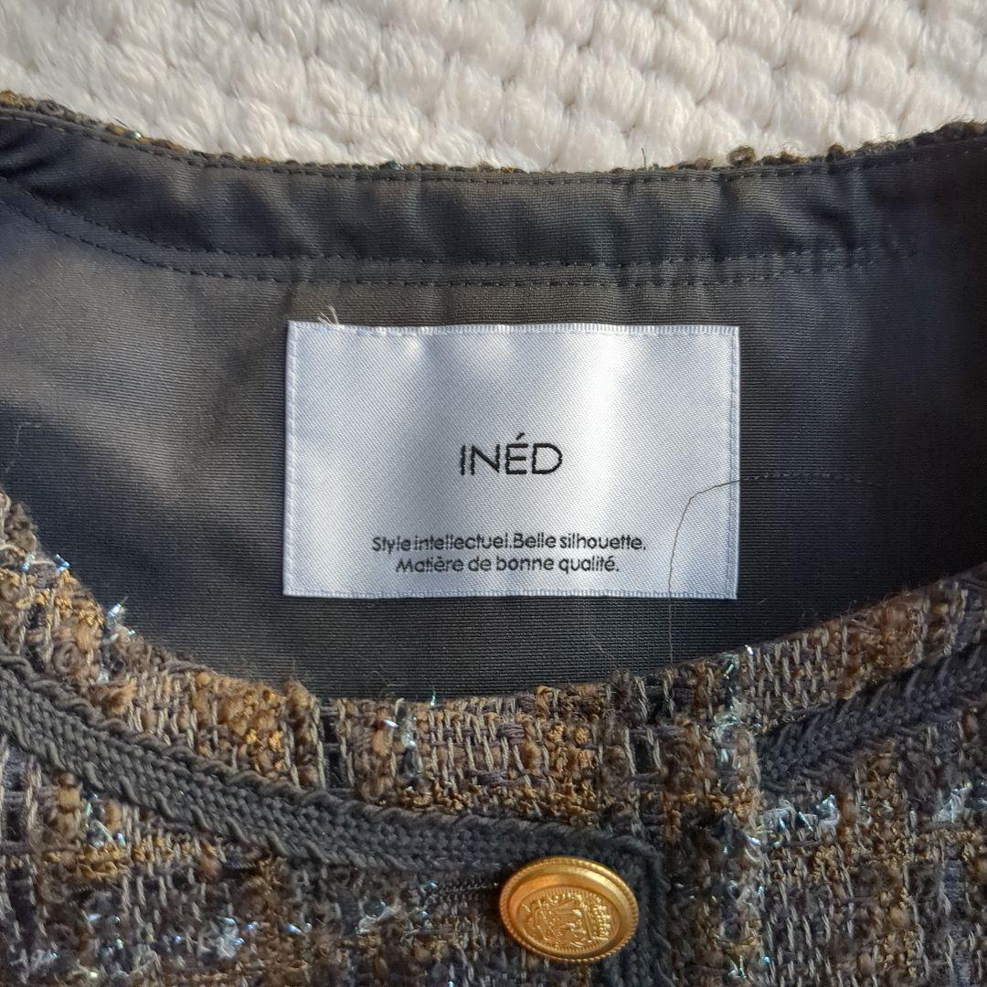 大きいサイズ17号　日本製INEDイネドノーカラーチェックジャケット