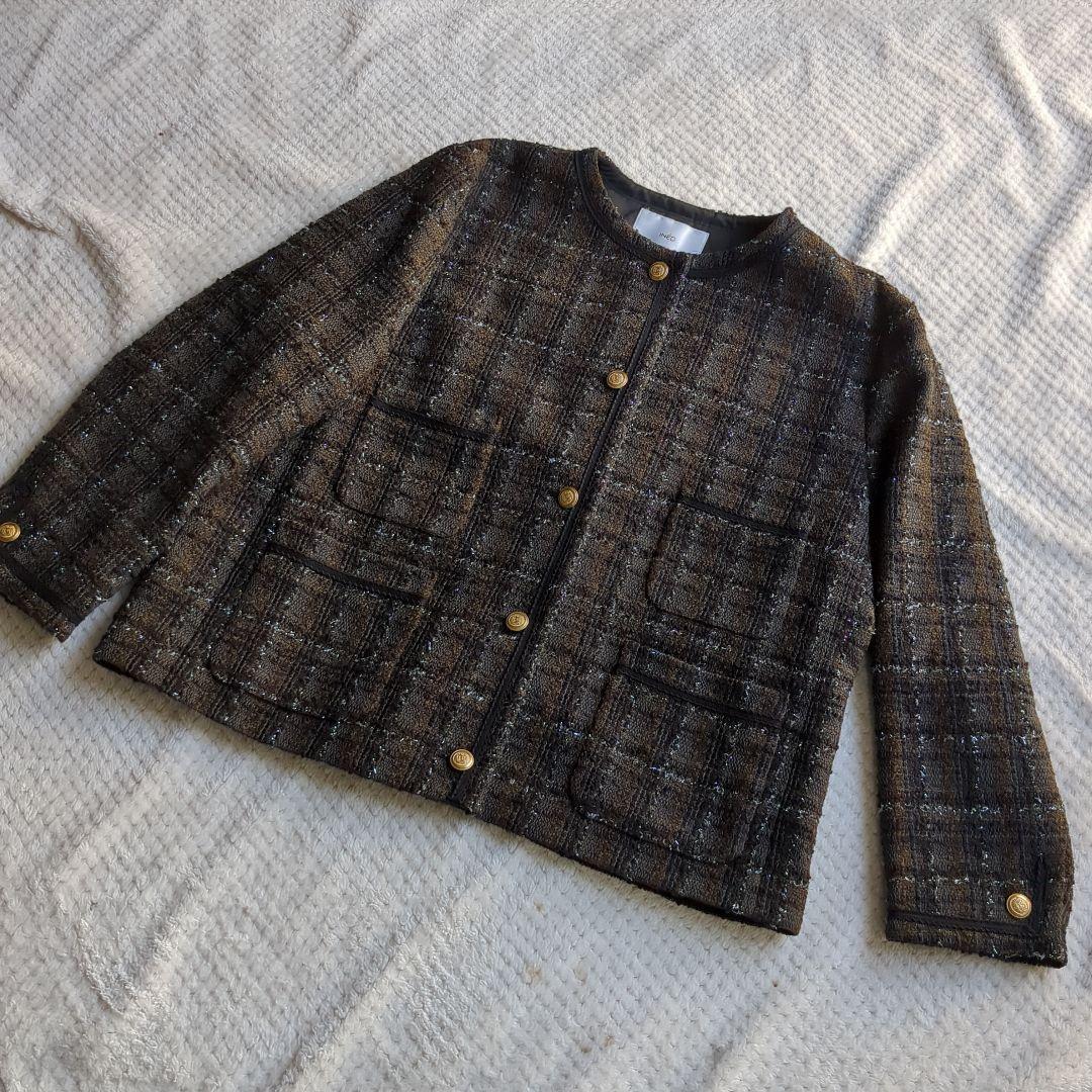 大きいサイズ17号　日本製INEDイネドノーカラーチェックジャケット