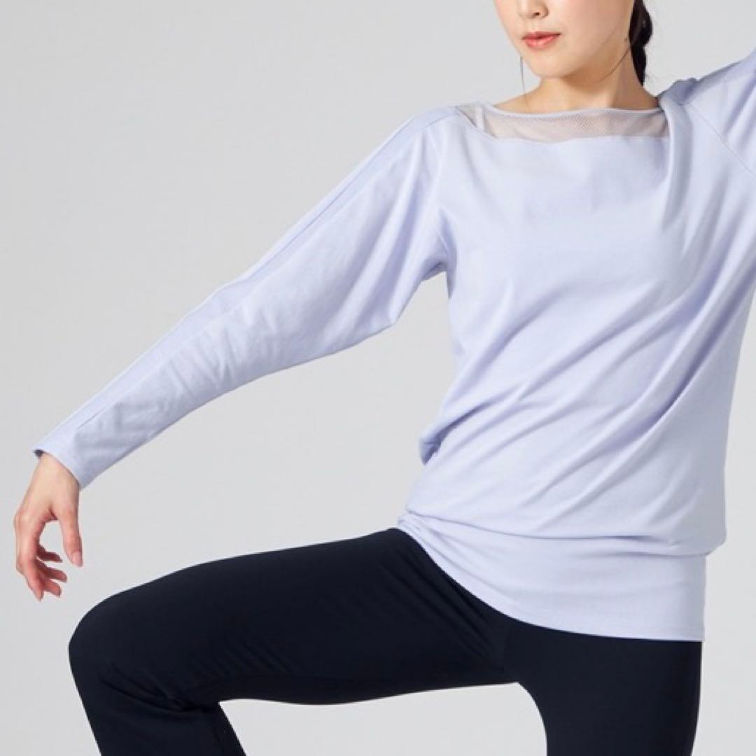 チャコット レースコンビ 長袖 ヘムフィット Tシャツ M ヨガウェア ロング丈