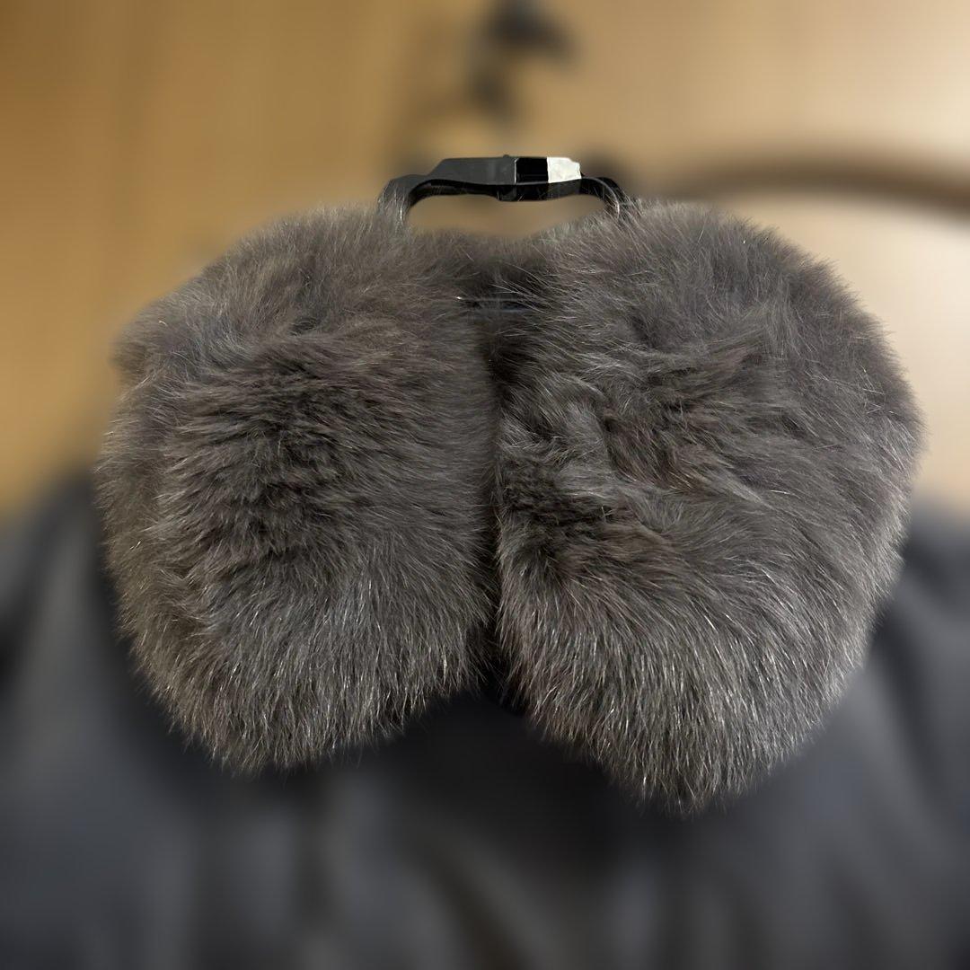 Aquascutumダークグレー ダウンロングコートファー付き/Lサイズ