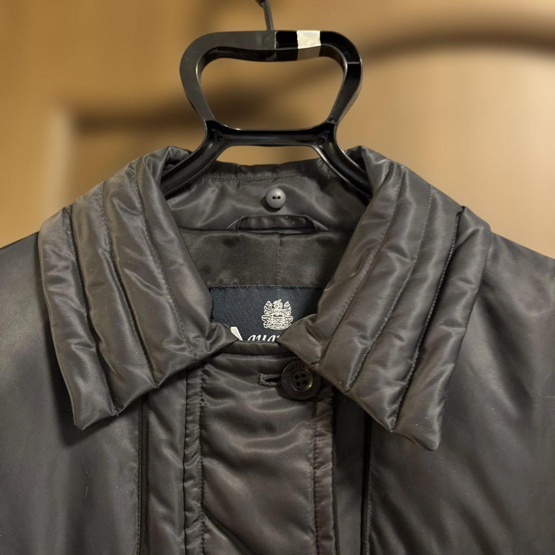 Aquascutumダークグレー ダウンロングコートファー付き/Lサイズ