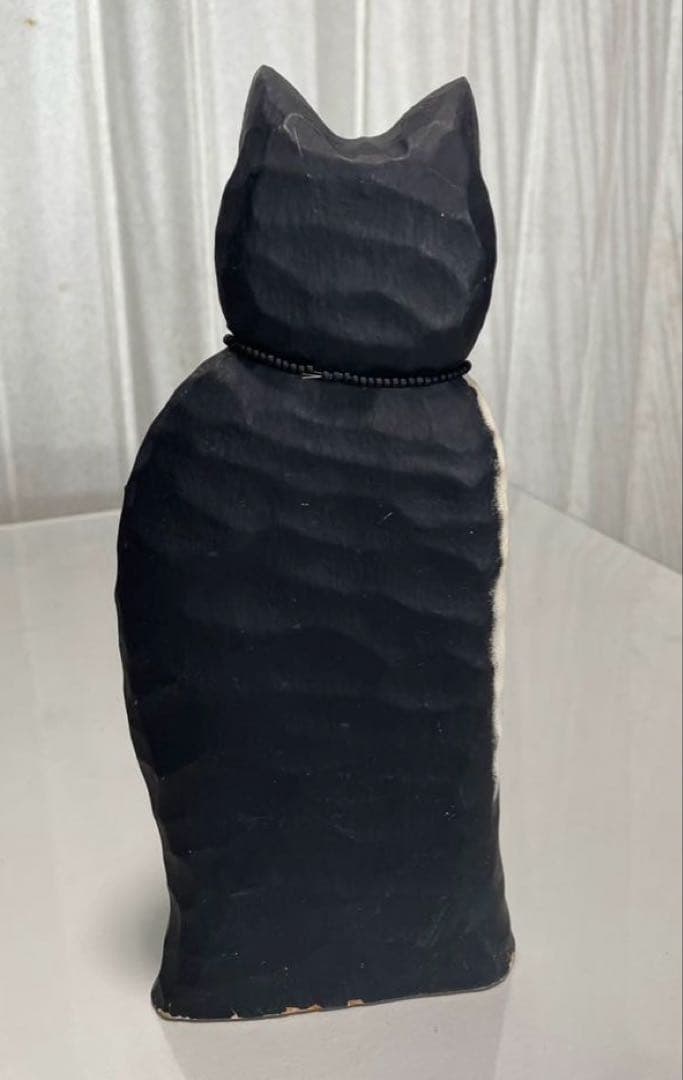 黒白猫のアンティーク置物4体セット James Haddonアメリカ木彫作家