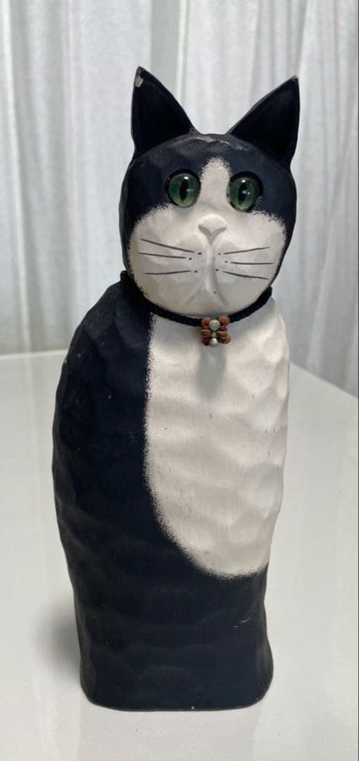 黒白猫のアンティーク置物4体セット James Haddonアメリカ木彫作家