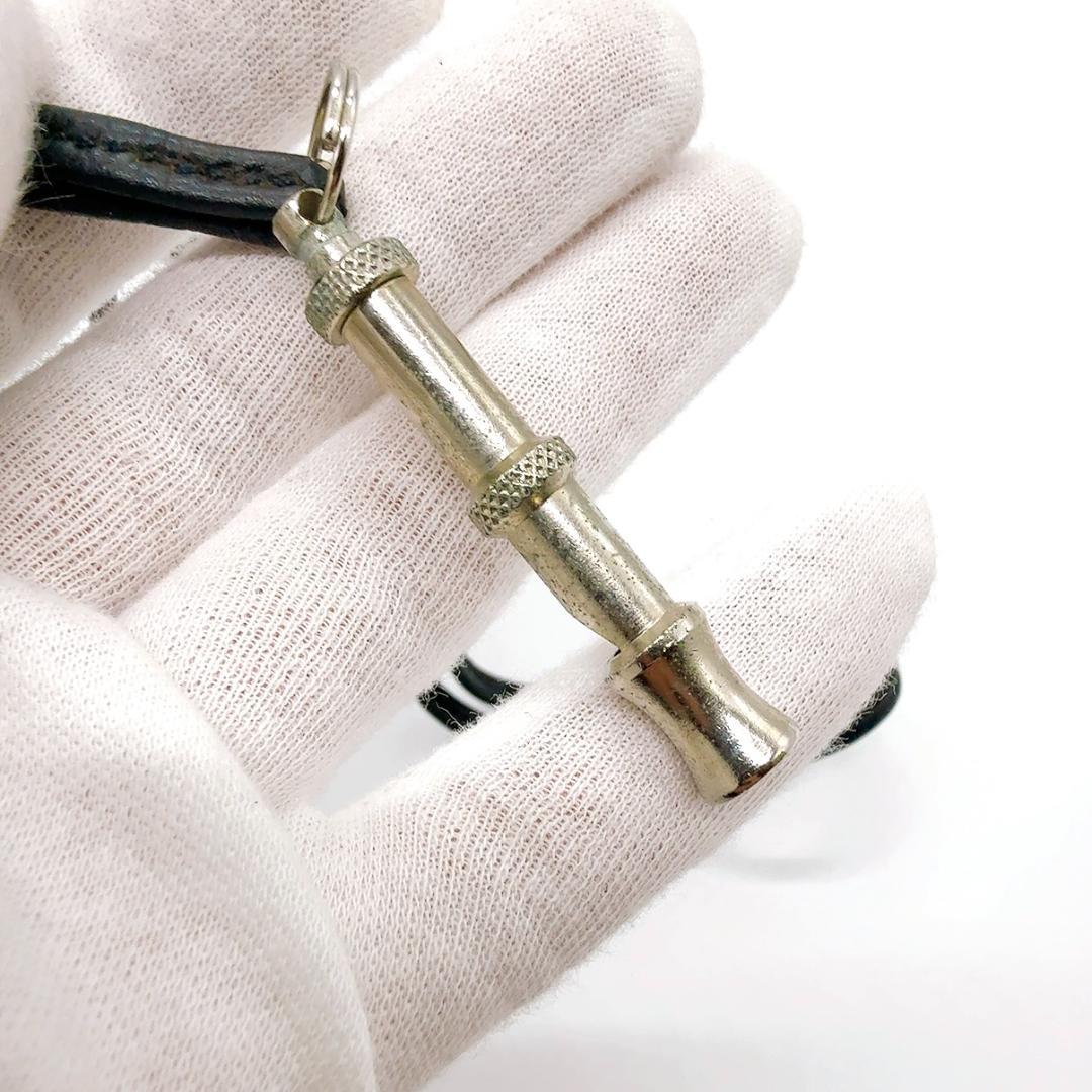 ◇エルメス◇レザー/シフレ/ホイッスル/シルバー/ブラック/ネックレス