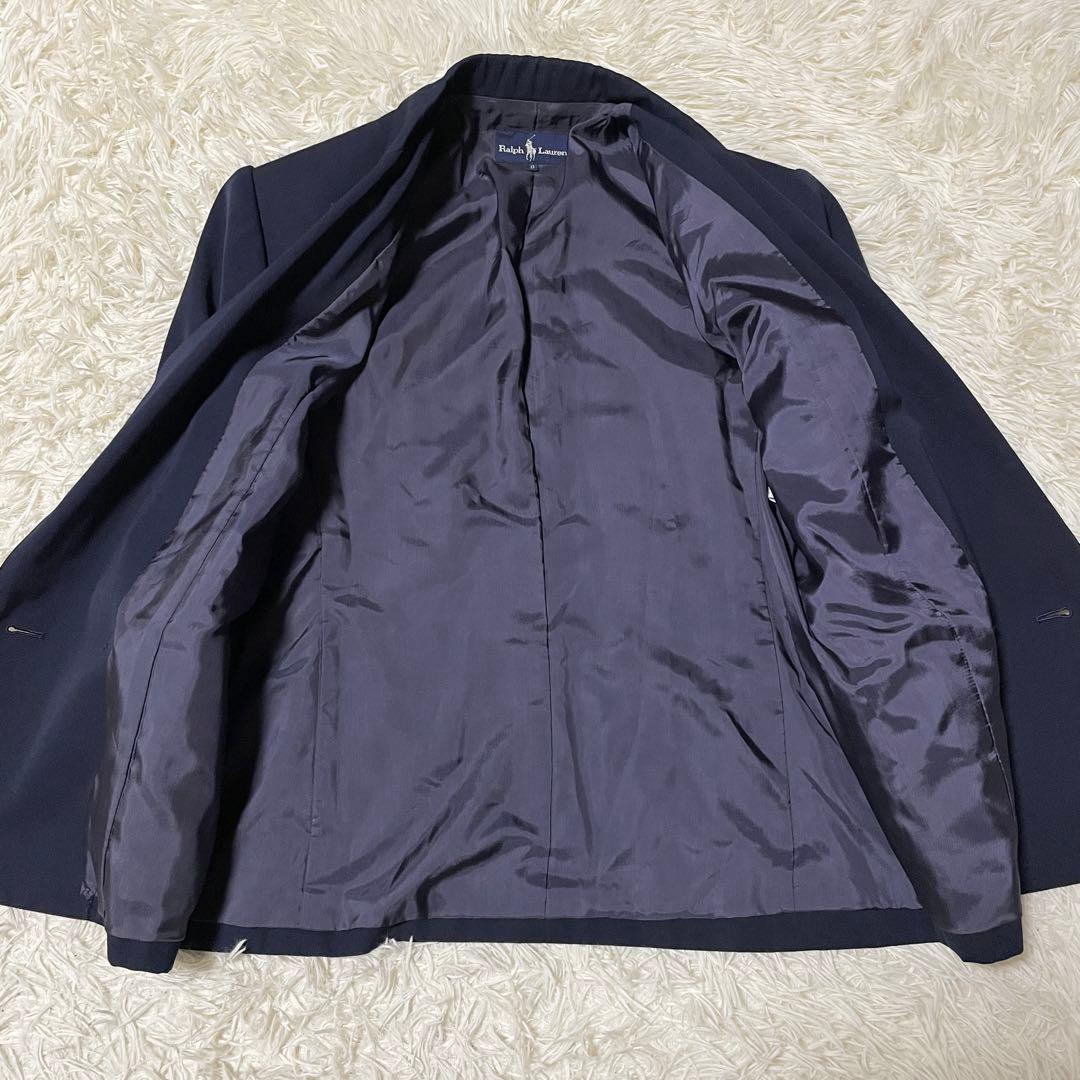 【美品】ラルフローレン 金ボタン 紺ブレ テーラードジャケット 肩パッド ダブル