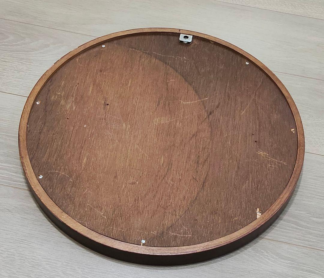 木製 曲木鏡 レトロ 円形 ウォールミラー 壁掛け鏡 秋田木工風 訳あり