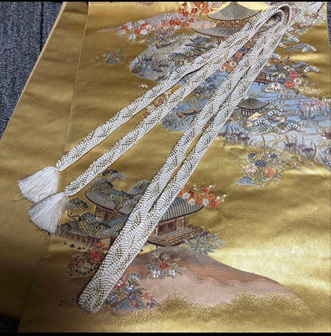 友禅黒留袖　鳳凰堂？作家物　袋帯、帯揚げ帯締め、長襦袢の5点セット