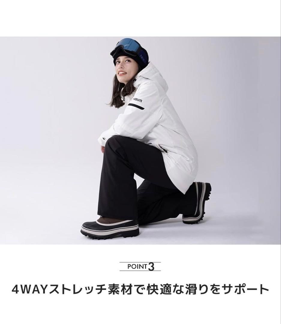 新品スキーウェア ユニセックス　上下セット ホワイト/ブラック　L XL