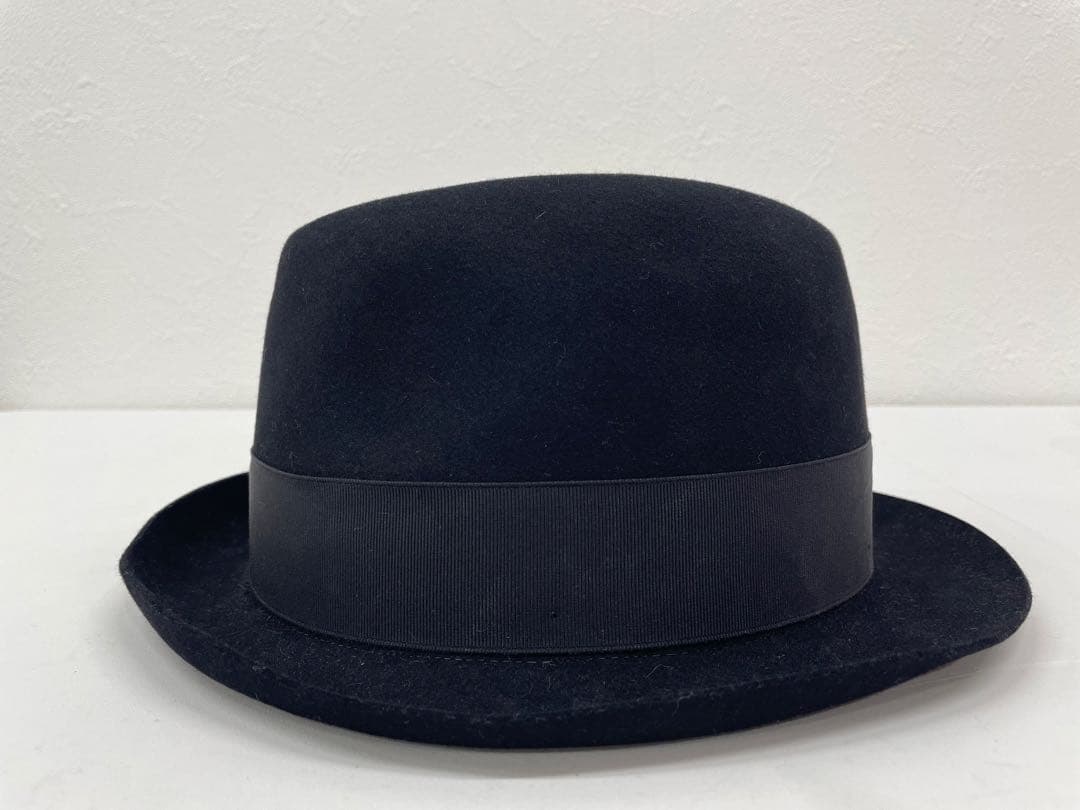定価64,800円【美品】ボルサリーノ 羽根つき 高級ハット M58 ブラック