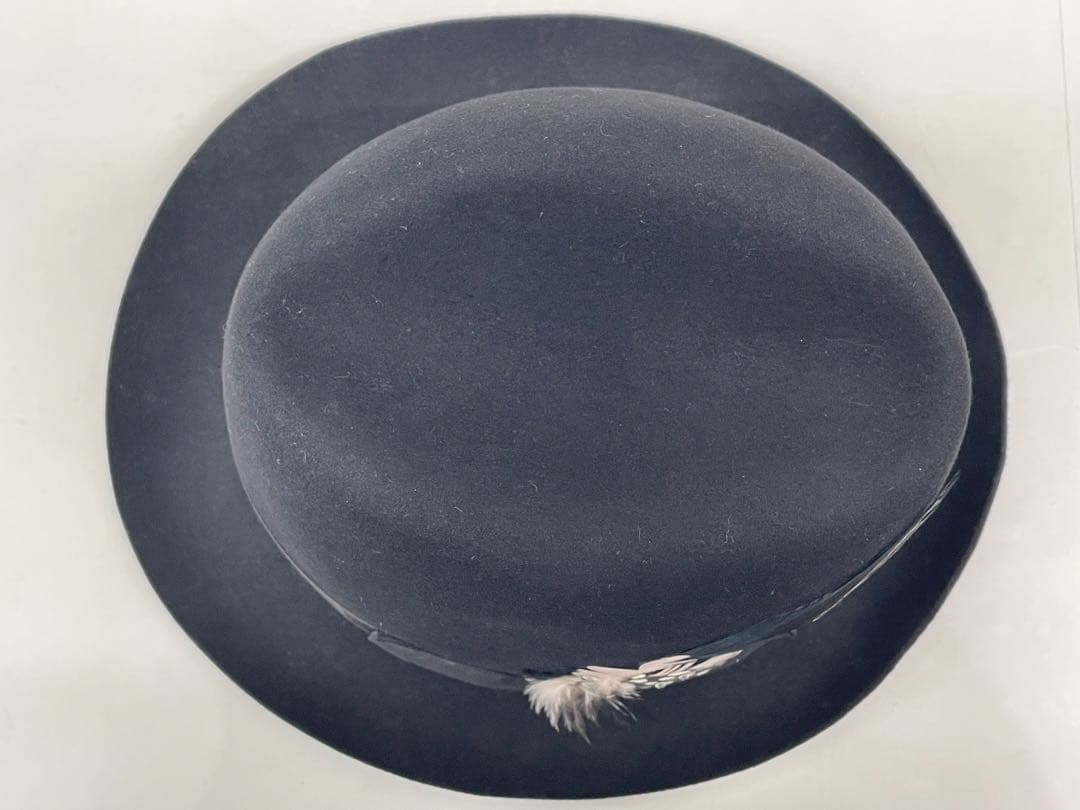 定価64,800円【美品】ボルサリーノ 羽根つき 高級ハット M58 ブラック