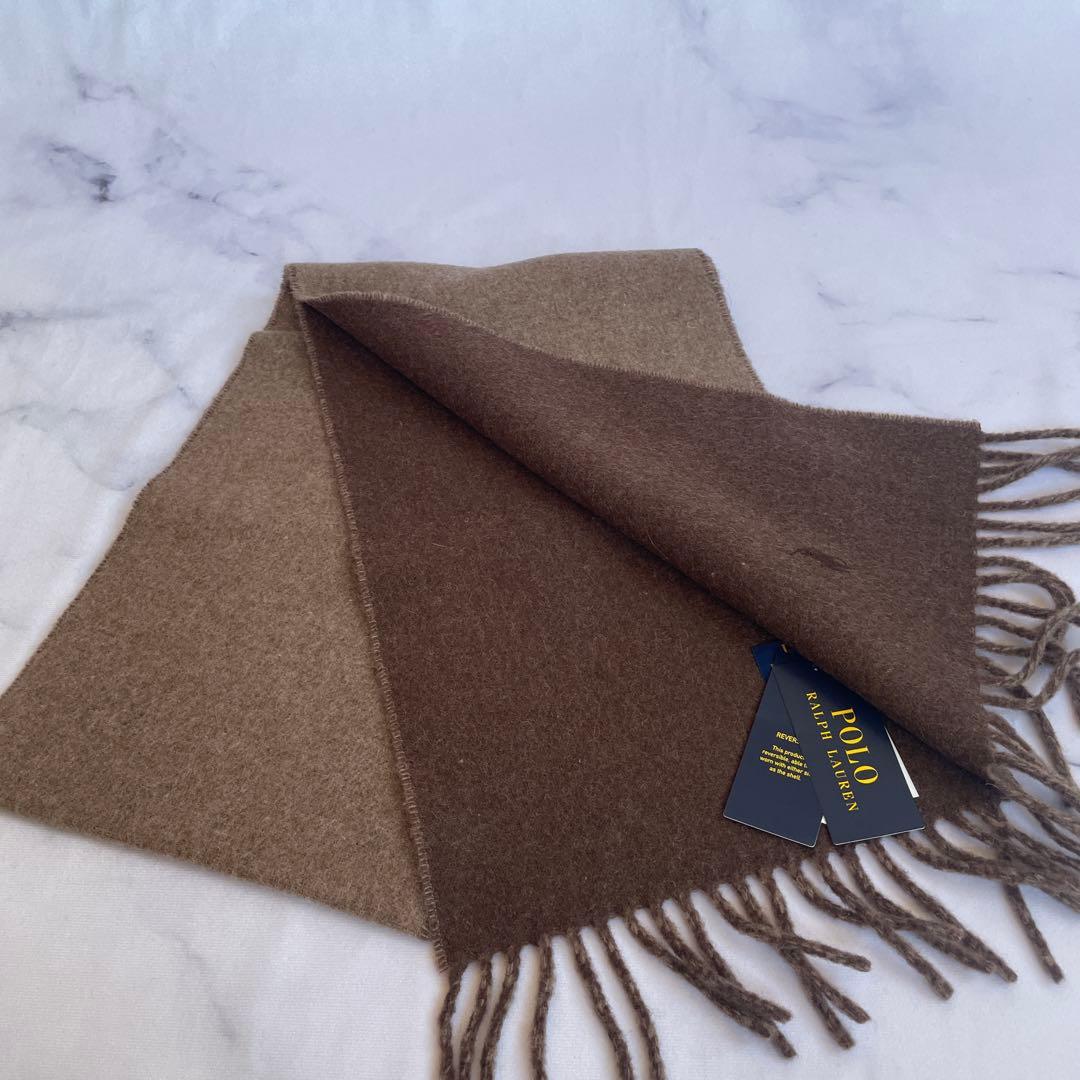 【新品】POLO RALPH LAUREN＊リバーシブルマフラー＊ウール＊茶系