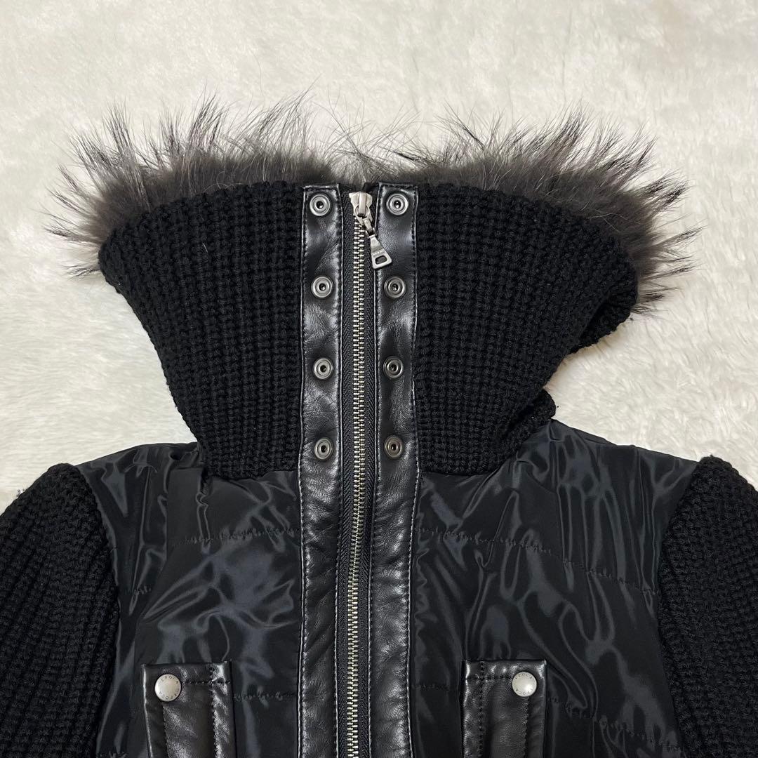 美品　EPOCA ロングコート　ベルト　ファー　レザー　ニット　ダウン　黒　L