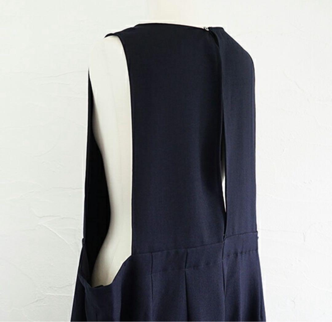 未使用　ミズイロインド　ボートネックサロペット　ネイビー