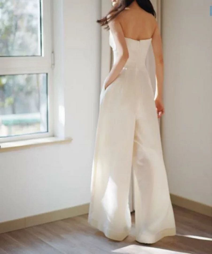 二次会・前撮り　ウェディング　ホワイトパンツドレス　Mサイズ