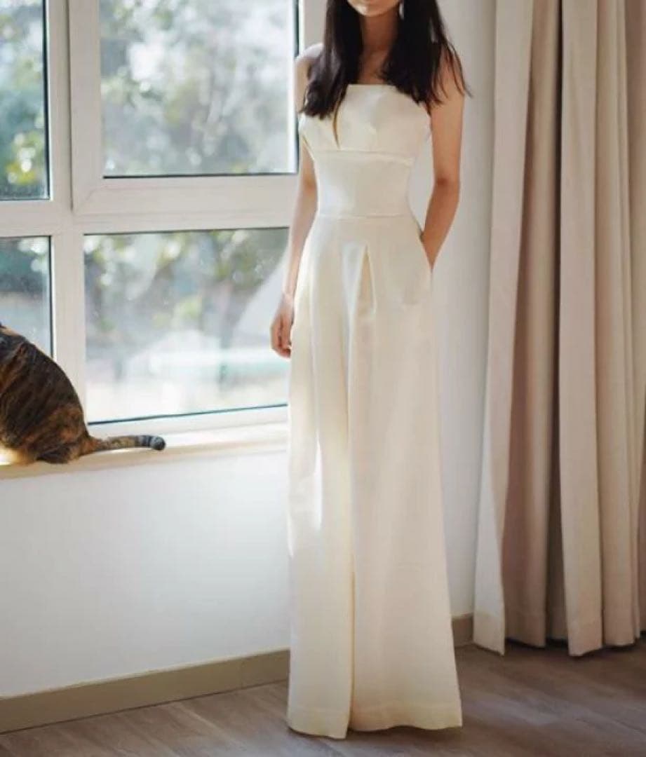 二次会・前撮り　ウェディング　ホワイトパンツドレス　Mサイズ