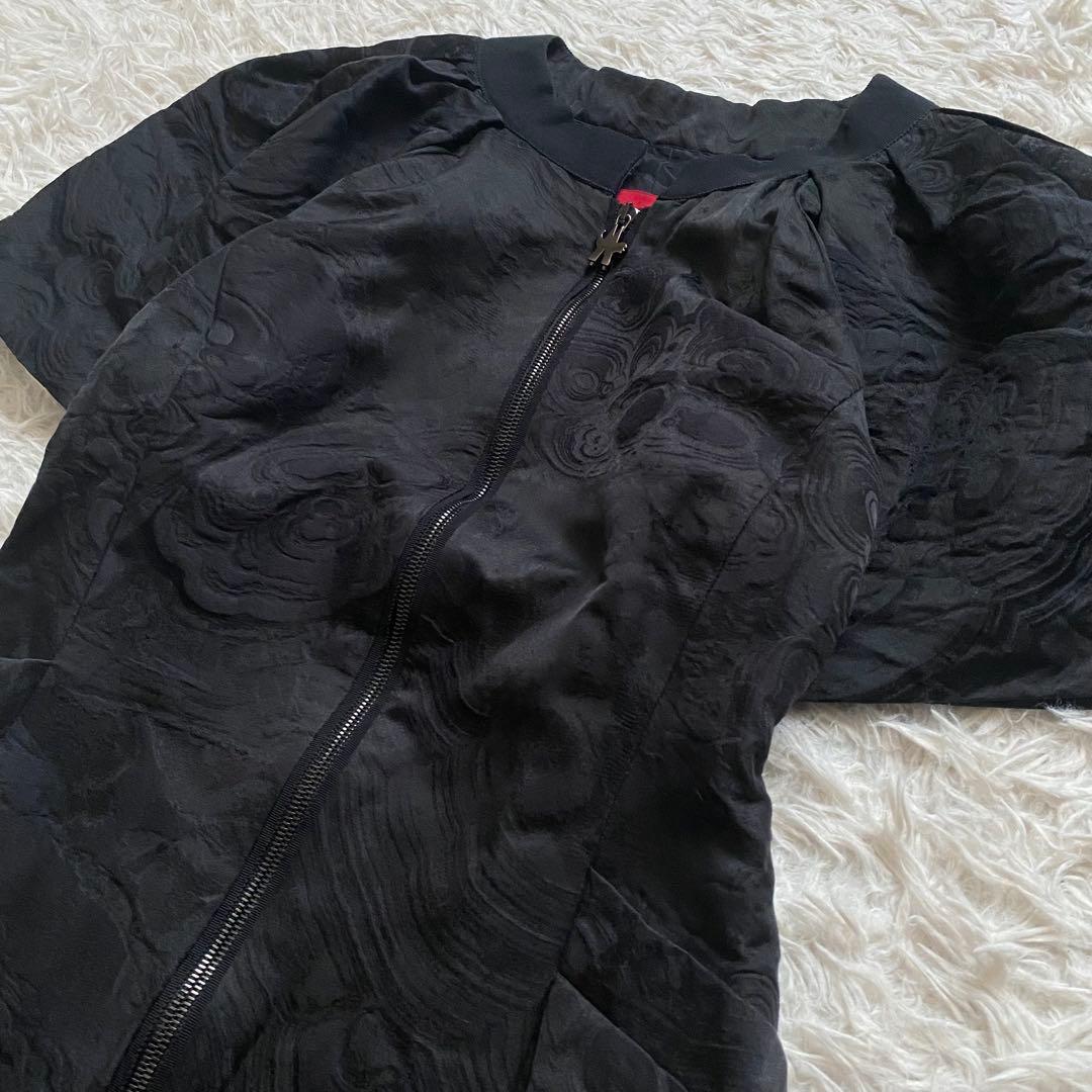 極美品■モンクレール ガムルージュ　ジャガード　ジップアップワンピース　黒　0