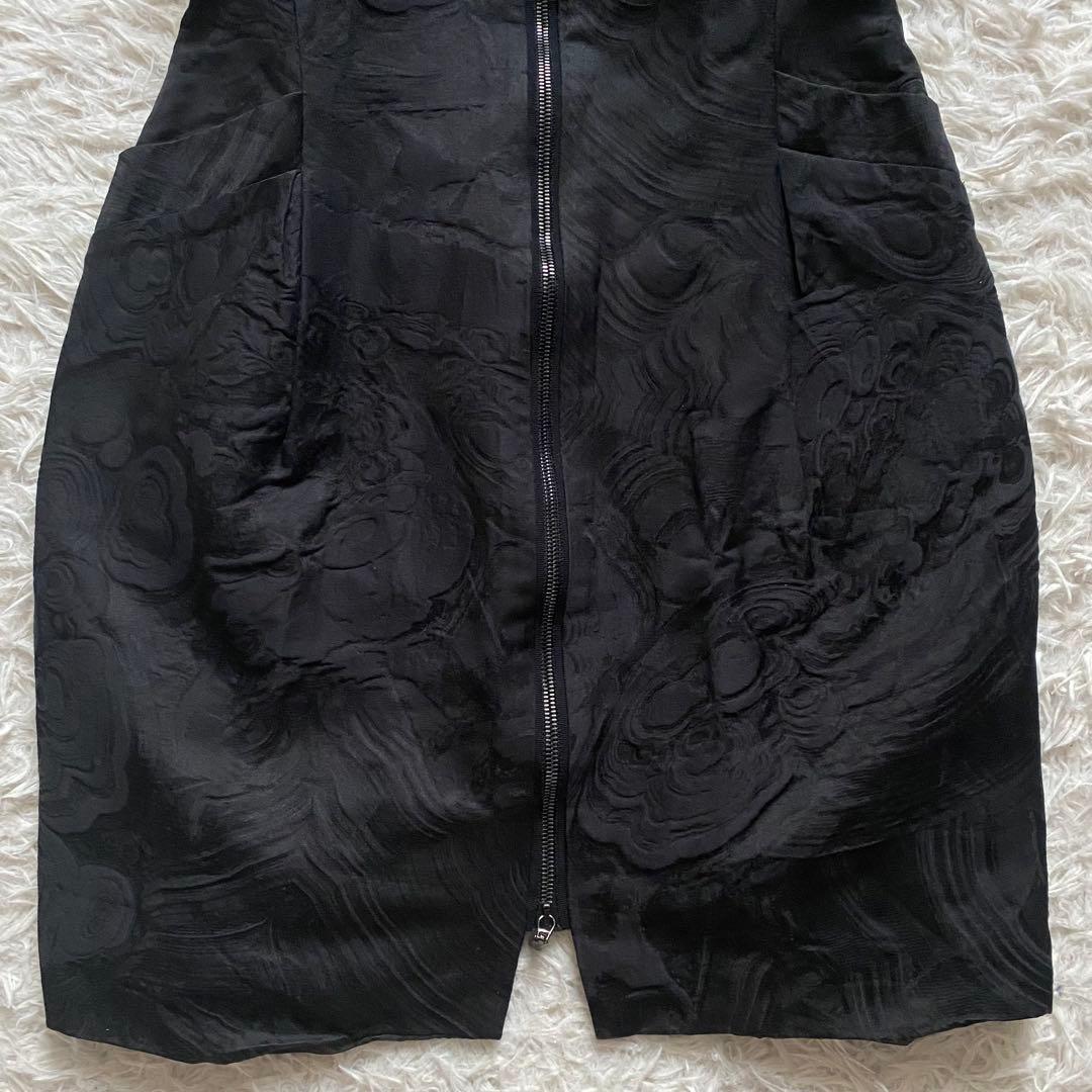 極美品■モンクレール ガムルージュ　ジャガード　ジップアップワンピース　黒　0