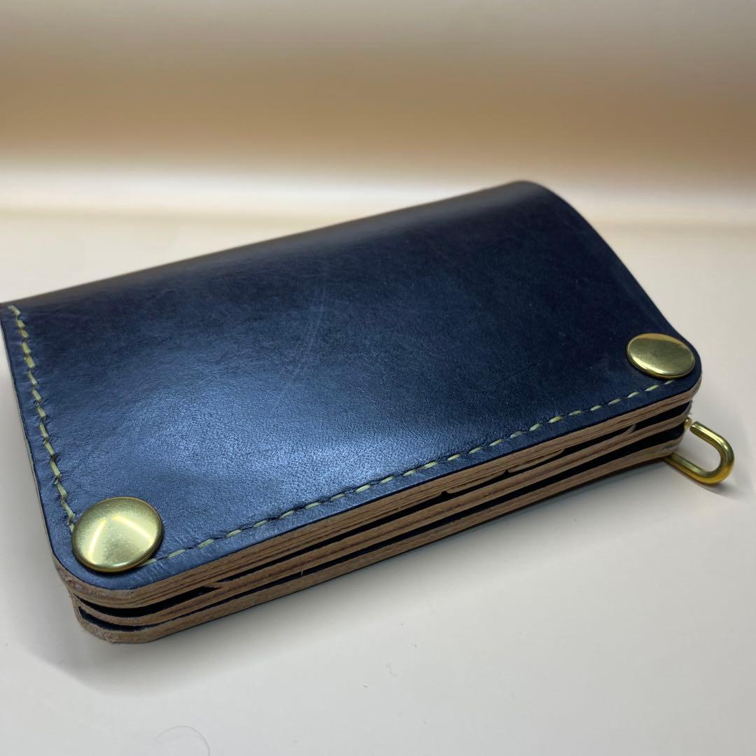 [値下] 無骨 艶 手染め 茶芯 お札折らずに収納ミドルトラッカーウォレット