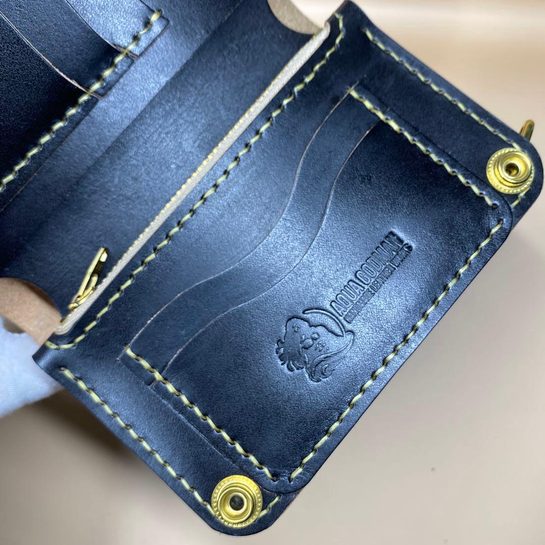 [値下] 無骨 艶 手染め 茶芯 お札折らずに収納ミドルトラッカーウォレット