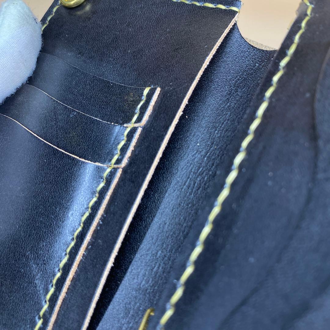 [値下] 無骨 艶 手染め 茶芯 お札折らずに収納ミドルトラッカーウォレット