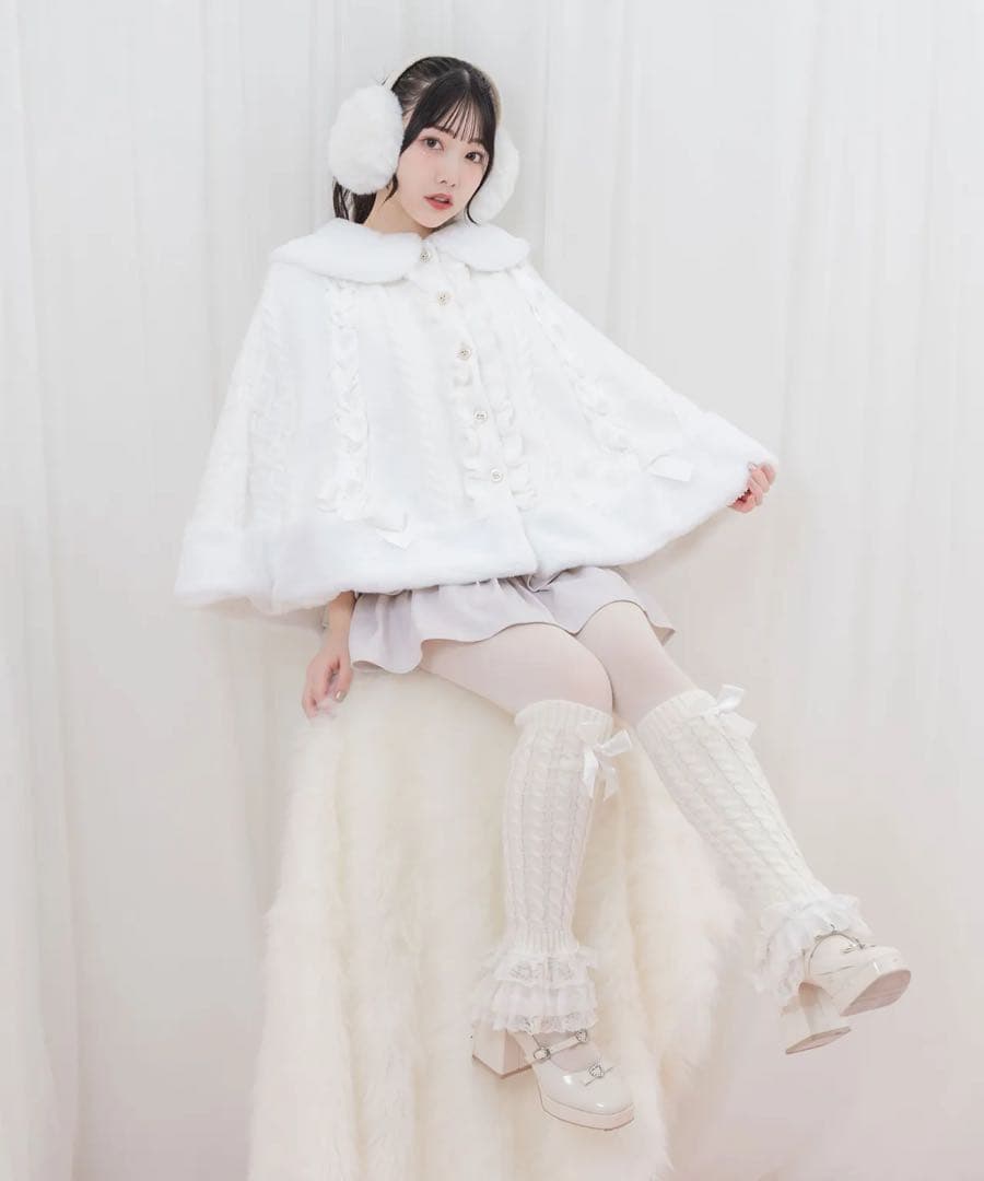 ♡Honey Cinnamon♡ハートケーブルレースアップポンチョ