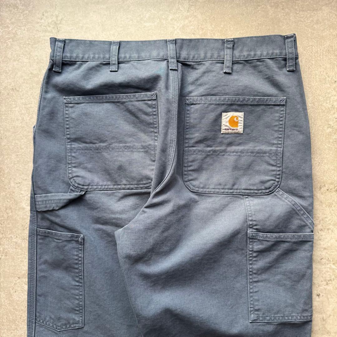 極美品 カーハート 肉厚 ダック ダブルニー w34 × L32 ブルーグレー
