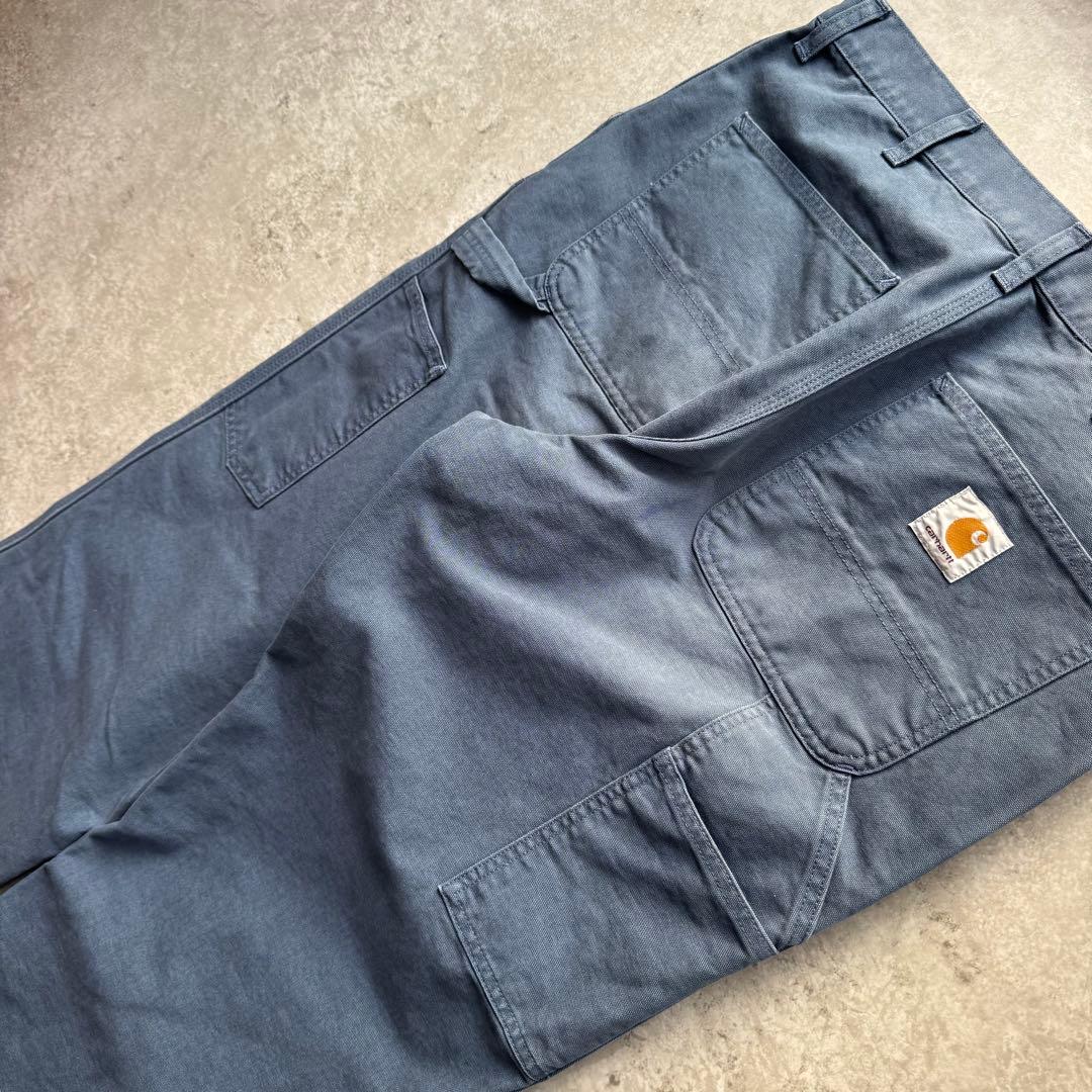 極美品 カーハート 肉厚 ダック ダブルニー w34 × L32 ブルーグレー