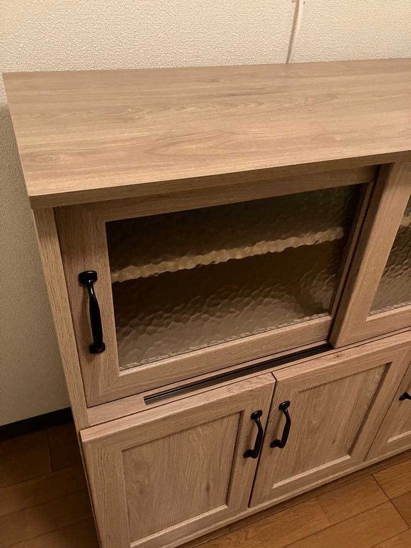 石目調ガラスの北欧風キッチンカウンター (幅90cm GN)