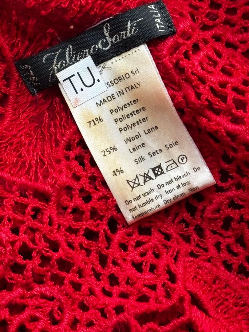 ファリエロサルティ　レア　レースエッジ 赤 ストールマフラーショール高級