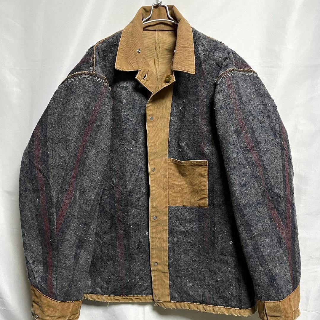 USA製 80'sカーハート ブランケット ダックジャケット カバーオール 金釦