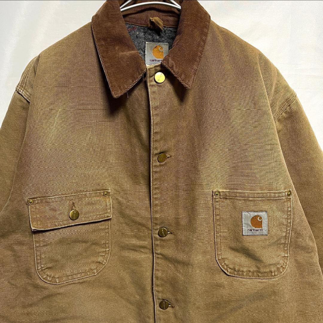 USA製 80'sカーハート ブランケット ダックジャケット カバーオール 金釦